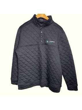 J AMERICA Quilted Black Quarter Snap Button Close Men's Pullover Size M‎